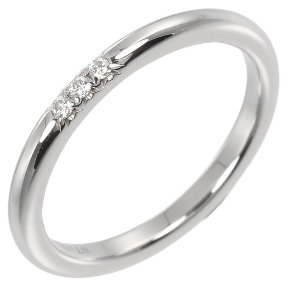 TIFFANY&Co. forever classic band Ring 0.1" model Pt950Platinum/3P Diamond - Picture 3 of 10